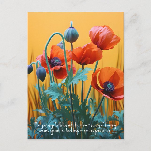 Custom text Enchanting Red poppies Postcard (Front)