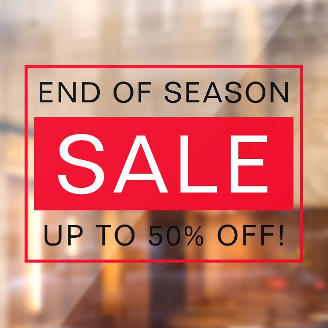 Custom text end of season sale sign window cling (Sheet 2)
