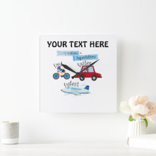 Custom Text English Grammar Comparatives  Square Wall Clock