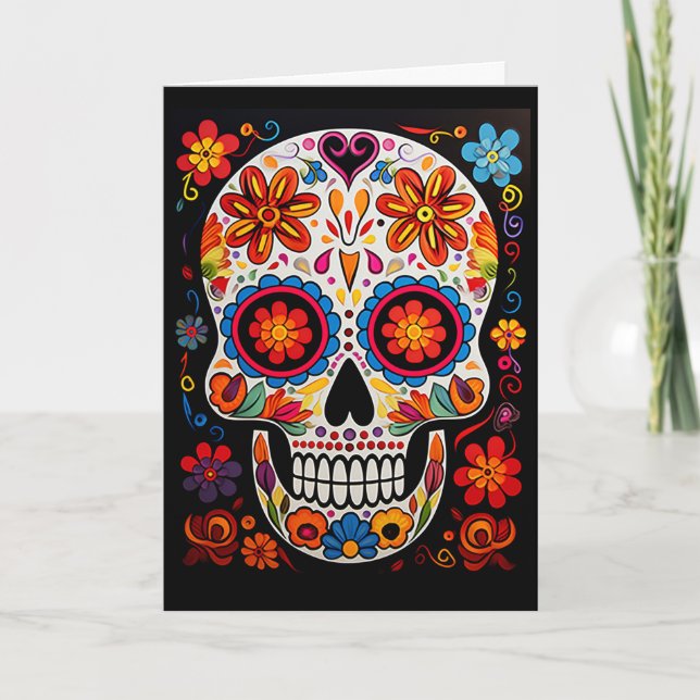 Custom text 💀Exquisite Día de Muertos  Card (Front)