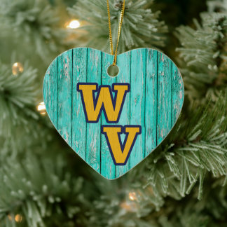 Custom Text/ Farmhouse Rustic Wood West Virginia Ceramic Ornament