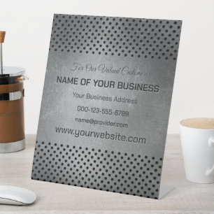 Custom Text Faux Metal Pedestal Sign