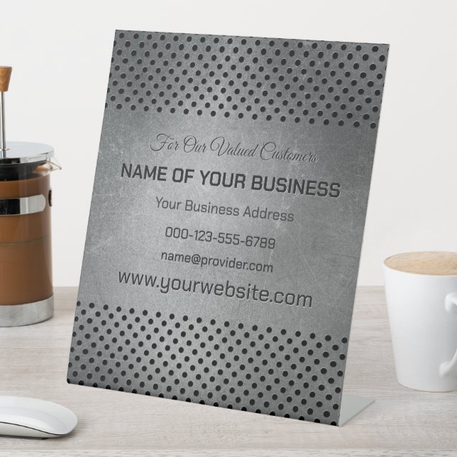 Custom Text Faux Metal Pedestal Sign (In SItu)