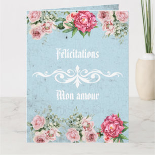 Custom text Félicitations mon amour Rustic frenchy Card