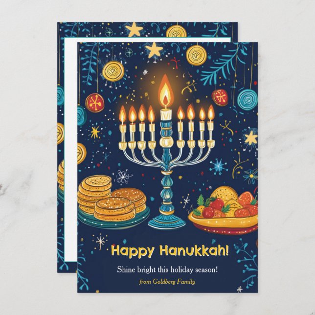 Custom text Festival of Lights Celebration Holiday Card (Front/Back)