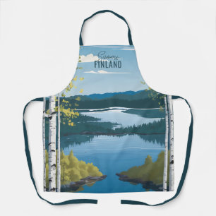 Custom Text Finland Nature Illustration Apron