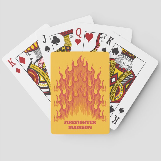Custom text Firefighter Playing Cards (Back)