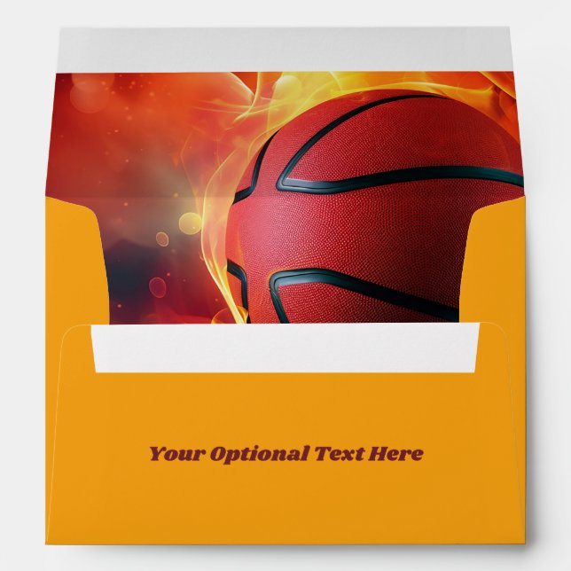 Custom Text Flaming Basketball Envelope (Back (Bottom))