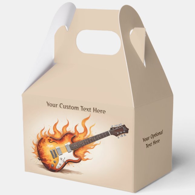 Custom Text Flaming Guitar Favor Box (Front)