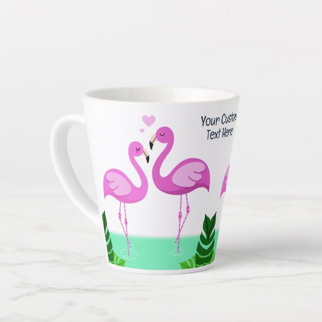 Custom Text Flamingo Love Latte Mug (Left Angle)