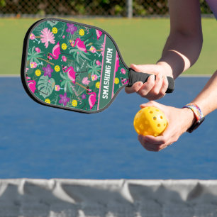 🦩🦩Custom text Flamingo Party, 2sided Pickleball Paddle