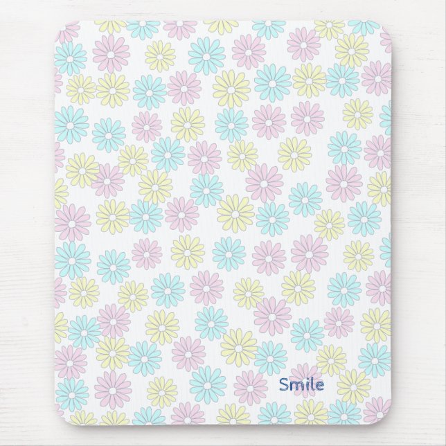 Custom Text Flower Pastel Mouse Pad (Front)