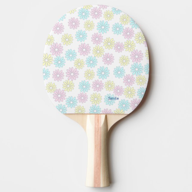 Custom Text Flowers Pastel Ping Pong Paddle (Front)