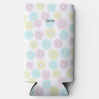 Custom text flowers pastel seltzer can cooler