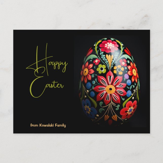 Custom Text Folklore Bloom Easter Greetings Postcard (Front)