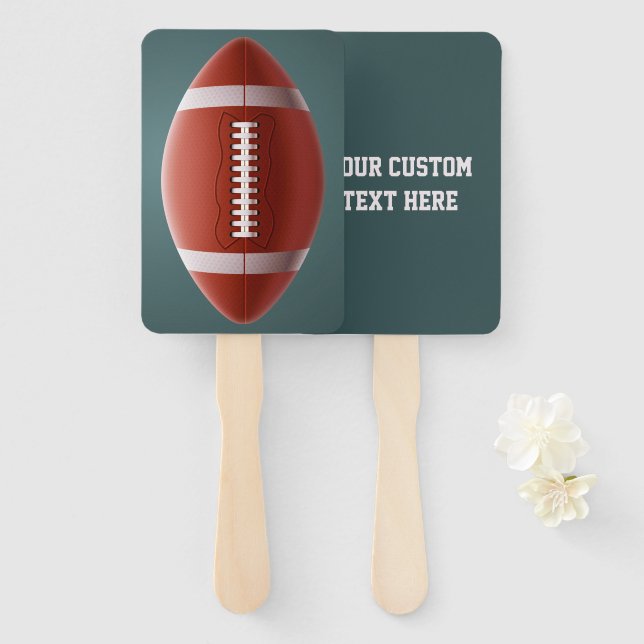 Custom text FOOTBALL hand fans (Front and Back)