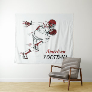 Custom Text Football Player tapestries