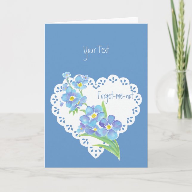 Custom text Forget-me-not flower  blue floral Card (Front)
