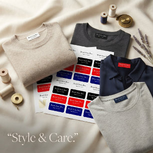 Custom Text Four Colour Rectangle Clothing Labels