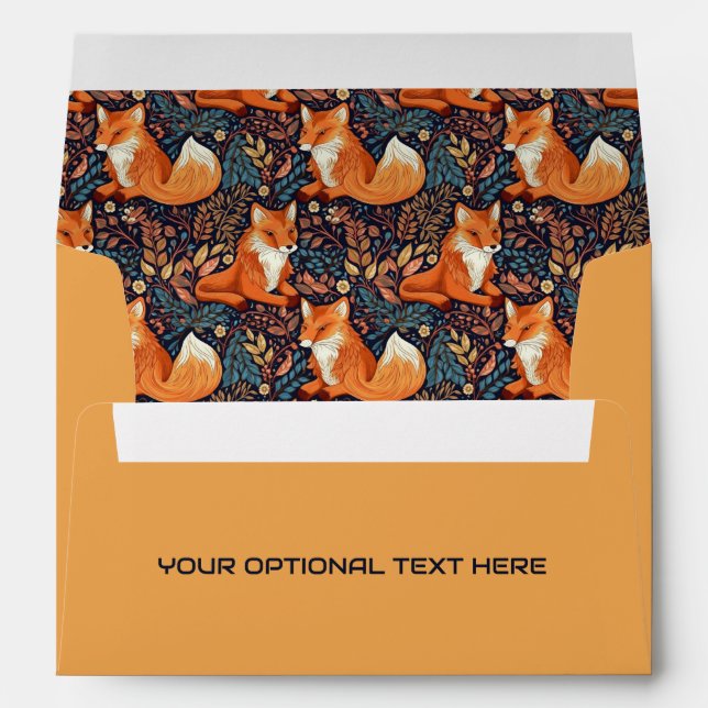 Custom Text Foxes and Leafs Pattern Envelope (Back (Bottom))