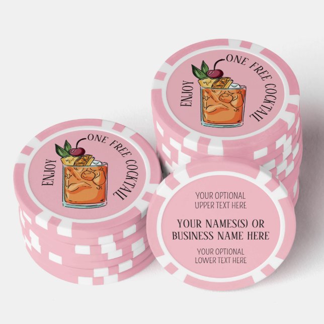 Custom Text Free Cocktail Poker Chips (Stack)