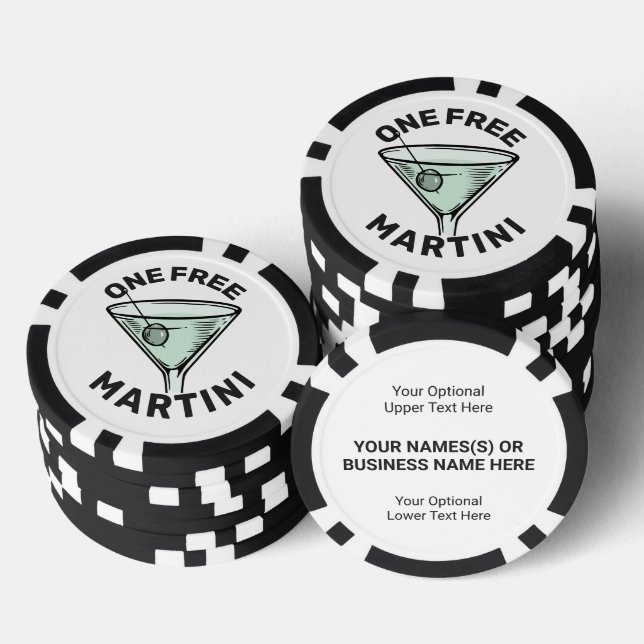 Custom Text Free Martini Poker Chips (Stack)