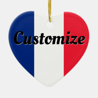 Custom Text French Flag Drapeau Français Tricolour Ceramic Ornament