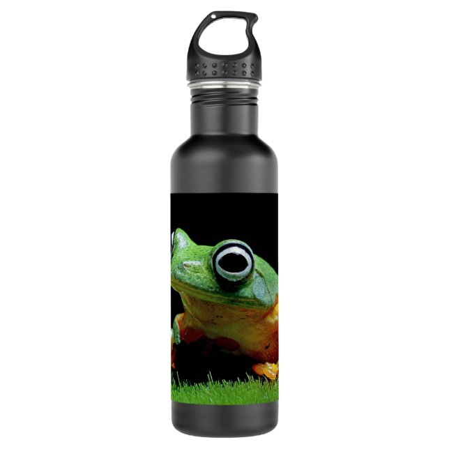 Custom Text Frog Stainless Steel Water Bottle (Front)