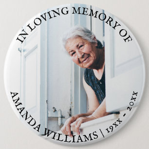 Custom Text Funeral Memorial Photo Simple Tribute 6 Inch Round Button
