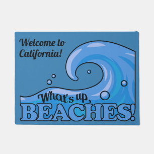 Custom text Funny Beach Wave door mat