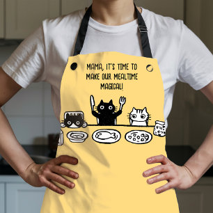 Custom Text Funny Black Cat All-Over Print Apron