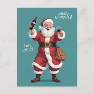 Custom Text Funny Drunk Santa Holiday Postcard