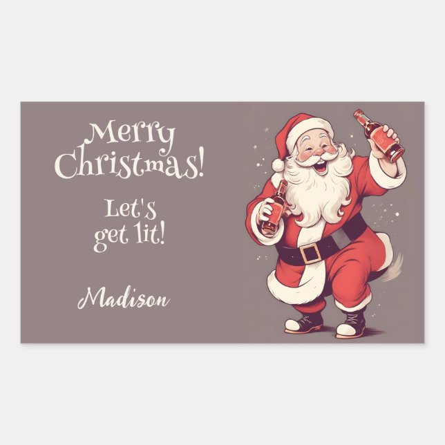 Custom Text Funny Drunk Santa Sticker (Front)
