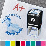 Custom Text Funny Face Photo Teachers Stamps<br><div class="desc">Custom Text Funny Face Photo Teachers Self-Inking Rubber Stamp "(Teacher's Name) SAYS NICE JOB!" — Add a personalized touch to your classroom with this small square self-inking rubber stamp, customized with your own unique portrait. Perfect for elementary school teachers, teaching assistants, and substitutes, this stamp is a fun and quirky...</div>