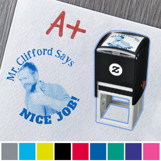 Custom Text Funny Face Photo Teachers Stamps