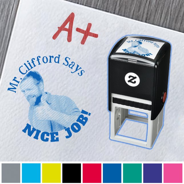 Custom Text Funny Face Photo Teachers Stamps (Creator Uploaded)