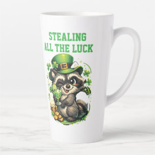 Custom Text Funny Raccoon St. Patrick's Day Latte Mug