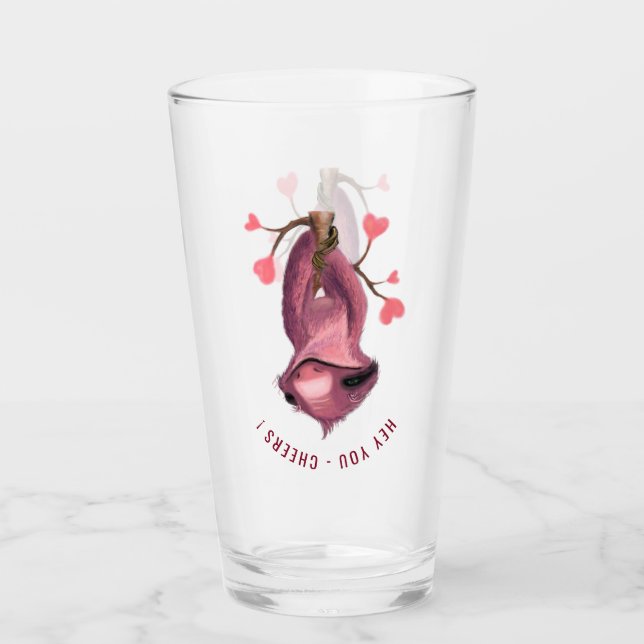 Custom Text - Funny Romantic Sloth - Cheers  Glass (Front)