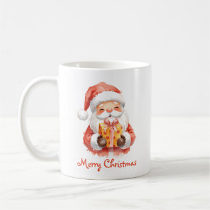 Custom Text Funny Santa Claus With Gift Coffee Mug