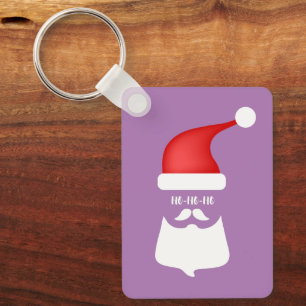 Custom text funny Santa colourful Christmas purple Keychain