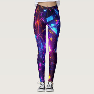 Custom Text Futuristic Neon Prism Personalized Leggings