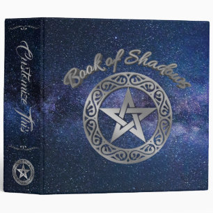 Custom Text Galaxy Silver Pentacle Shadow Book Binder
