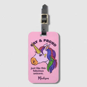 Custom Text Gay Unicorn Luggage Tag