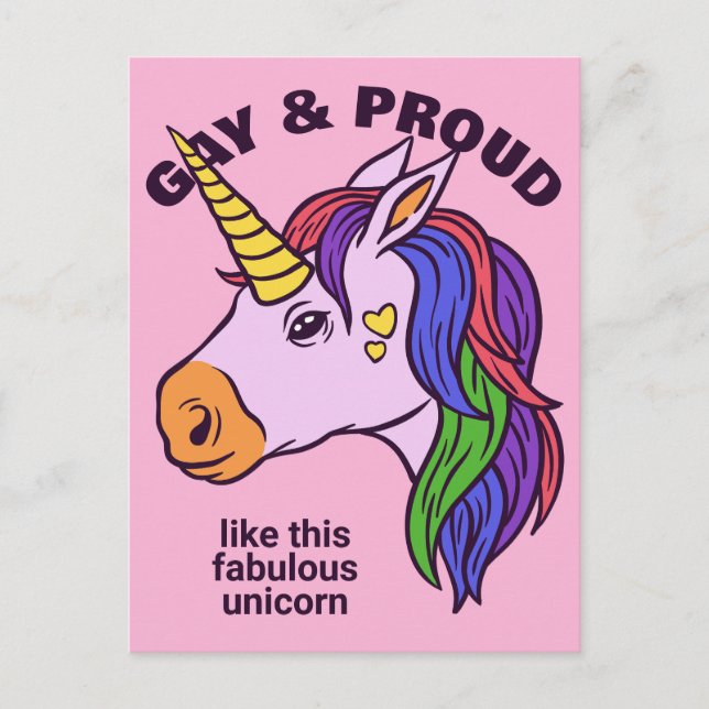 Custom Text Gay Unicorn Postcard (Front)