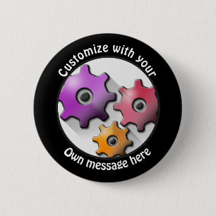 Custom Text Gears 2 Inch Round Button