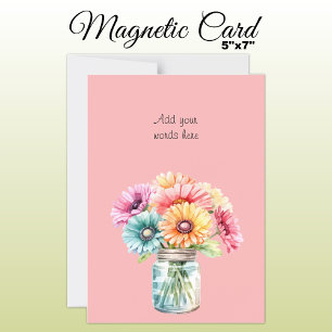 Custom text gerbera floral pink magnetic card