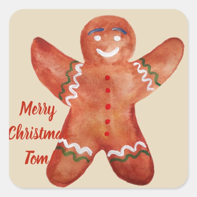 Custom Text Gingerbread Man Sticker (Front)