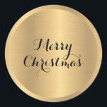 Custom Text Glamour Faux Gold Merry Christmas Classic Round Sticker<br><div class="desc">Faux Gold Metallic Look Elegant Template Custom Text Merry Christmas Classic Round Sticker.</div>