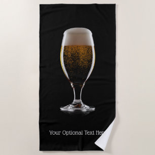Custom text Glass of Beer Beach Towel