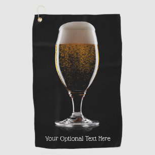 Custom text Glass of Beer Golf Towel